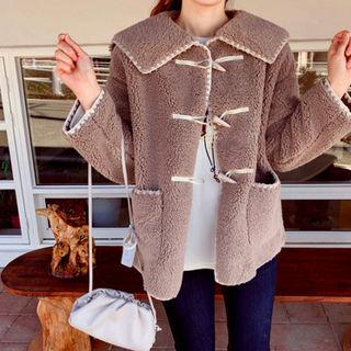 Toggle-button Faux-fur Jacket Brown - One Size