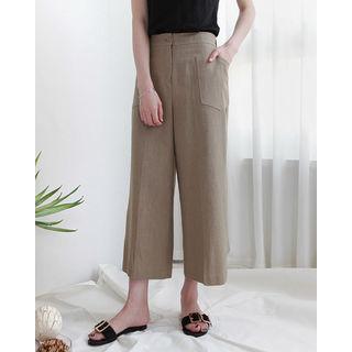Pocket-side Wide-leg Linen Blend Pants