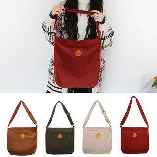 Embroidered Corduroy Tote Bag