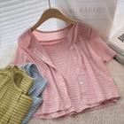 Set: Plaid Camisole Top + Long-sleeve Plaid Shirt