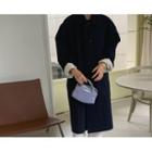 Raglan Single-breasted Trench Coat Navy Blue - One Size
