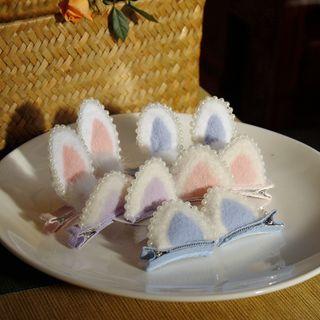 Faux Pearl Fleece Ear Hair Clip / Set