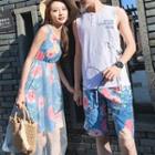 Couple Matching Tank Top / Shorts / Strappy A-line Midi Dress