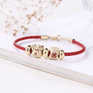 Alloy Fortune Cat Braided Bracelet As Shown In Figure - One Size