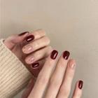 Plain / Splattered Faux Nail Tips Pd-91 - Wine Red & Beige - One Size