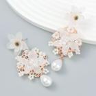 Flower Faux Pearl Dangle Earring 1 Pair - White - One Size