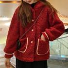 Ear Accent Buttoned Jacket Red - One Size