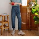 Pleated-waist Boyfriend Jeans