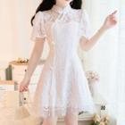 Short-sleeve Lace Mini A-line Qipao Dress
