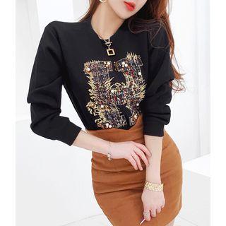 Embroidery Sequin Letter Sweatshirt