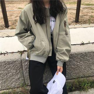 Plain Bomber Jacket As Shown In Figure - One Size