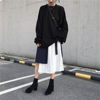 Contrast Panel Asymmetric Midi Skirt