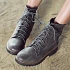 Faux Leather Lace-up Work Boots