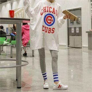 Set: Loose-fit Lettering T-shirt + Contrast-trim Leggings