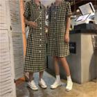 Short-sleeve Plaid Midi Dress / Short-sleeve Plaid Dress