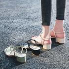 Strappy Knotted Block Heel Sandals