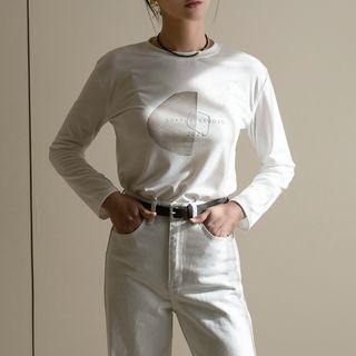 Crewneck Letter Print T-shirt White - One Size