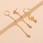 Set Of 4: Alloy Earring (assorted Designs) Set Of 4 - Gold - One Size