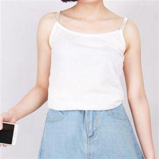 Beaded Strap Camisole Top White - One Size