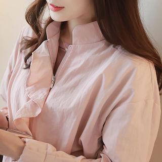 Ruffled Bomber Jacket