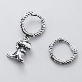 Non-matching 925 Sterling Silver Dinosaur Dangle Earring 1 Pair - S925 Silver - One Size