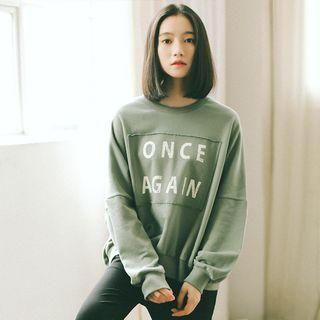 Batwing Sleeve Letter Print Top