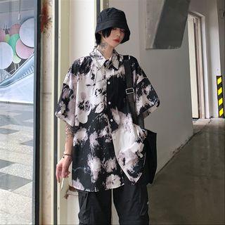 Couple Matching Elbow-sleeve Tie-dyed Shirt