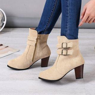Buckled Block-heel Ankle Boots