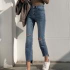 Ripped Slim Fit Cropped Jeans