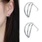 Alloy Layered Earring 1 Pair - With Ear Nuts - Silver - One Size