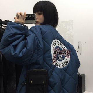 Quilted Lettering Button-up Jacket