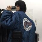 Quilted Lettering Button-up Jacket
