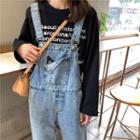 Letter Embroidered Denim Jumper Pants