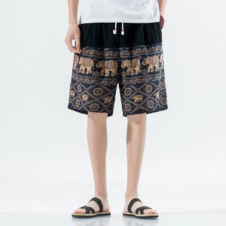 Elephant Print Wide Leg Shorts