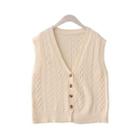 Cable Knit Button-up Sweater Vest