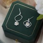 Non-matching 925 Sterling Silver Flower Dangle Earring 1 Pair - 925 Silver - One Size
