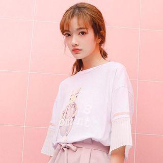 Rabbit Print 3/4-sleeve T-shirt