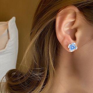 Flower Acrylic Earring 1 Pair - Silver Needle - Blue - One Size