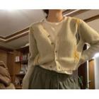 [dearest] Woolen Argyle Cropped Cardigan One Size