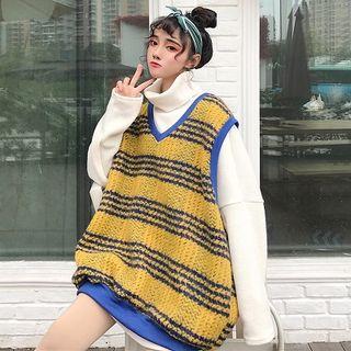 Set: Turtleneck Sweatshirt + Knit Vest Set - Sweatshirt - White - One Size / Vest - As Shown In Figure - One Size