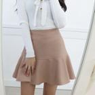 Petite Size Inset Shorts Ruffle-hem Miniskirt