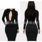 Cut Out Front Long Sleeve Bodycon Dress