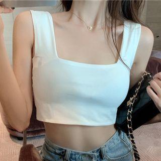 Plain Cropped Square-neck Tank Top