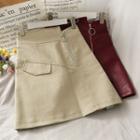 Zipper High-waist Faux-leather Mini Skirt