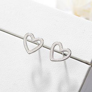 Non-matching 925 Sterling Silver Heart Earring Silver - One Size