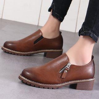 Faux-leather Block Heel Shoes