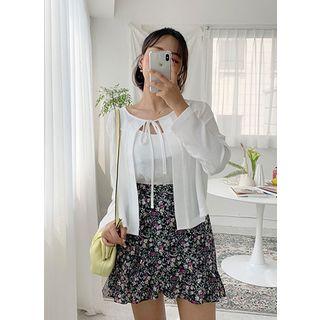 Tie-neck Cardigan & Cami Matching Set