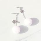 925 Sterling Silver Snowflake Pom Pom Drop Earring 1 Pair - As Shown In Figure - One Size