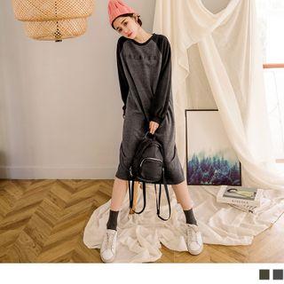 Raglan Sleeve Letter Embroidered Pullover Dress