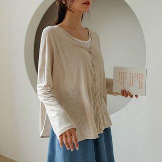 Slit-side Oversized Cardigan